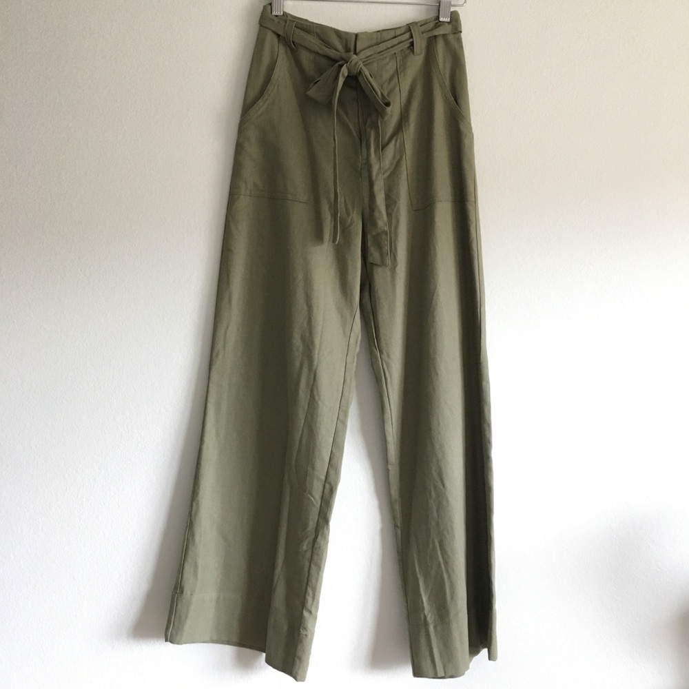 Cotton candy LA olive green tie pants